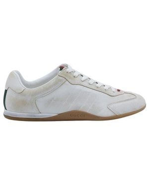 Gucci Distressed Effect Lace-Up Sneakers - White