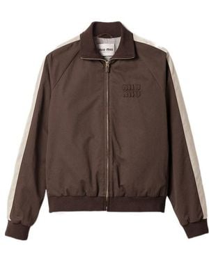 Miu Miu High-Neck Zipped Jacket - Brown