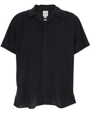 Calvin Klein Camp Collar Linen Shirt - Black