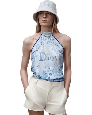 Dior Iviera Médaillon Teddy-D Small Brim Bucket Hat - Blue