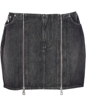 Jean Paul Gaultier Zipped Denim Mini Skirt - Black
