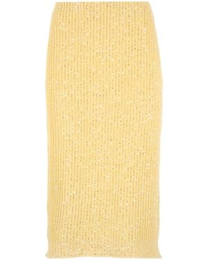 Fabiana Filippi Sequin-Embellished Straight Hem Knitted Skirt - Yellow