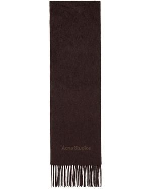 Acne Studios Logo Detail Fringed Scarf - Brown