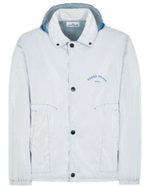 Stone Island Marina Logo-Print Hooded Jacket - Blue