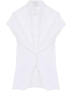 McQueen Draped Short-Sleeve Top - White