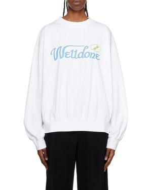 we11done Logo Round-Necked Jumper - White