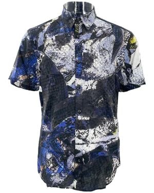 Just Cavalli Single-Breasted Short-Sleeved Shirt - Blue