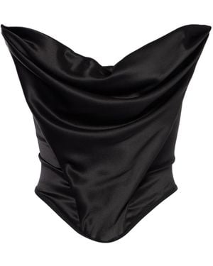 Magda Butrym Draped Silk-Blend Satin Corset - Black