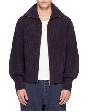 Entire studios Zip-Up Knit Cardigan - Blue