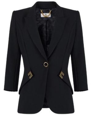 Elisabetta Franchi Single-Breasted Jacket - Black