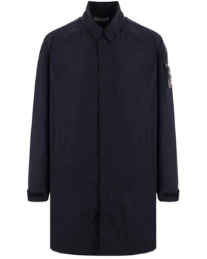 Stone Island Compass-Badge Long-Sleeved Coat - Blue