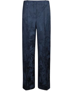 Incotex Floral Jacquard Straight-Leg Trousers - Blue