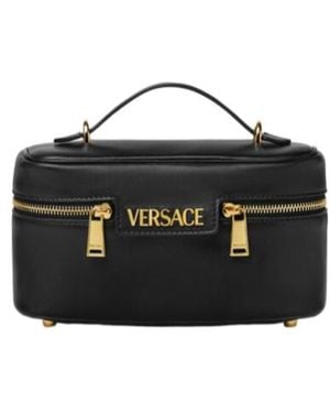 Versace Tag Zipped Vanity Bag - Black