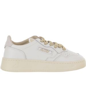 Autry Perforated Paneled Leather Sneakers - White