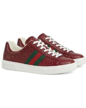 Gucci Web Detailed Ace Sneakers - Red