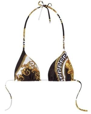 Versace Barocco-Print Haterneck Bikini Top - Metallic