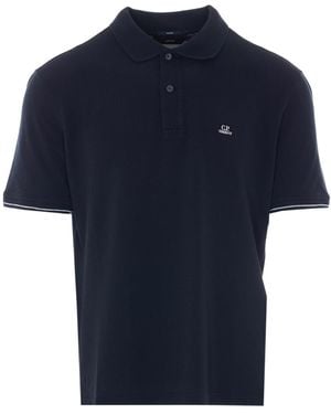 C.P. Company Logo Piqué Polo Shirt - Blue