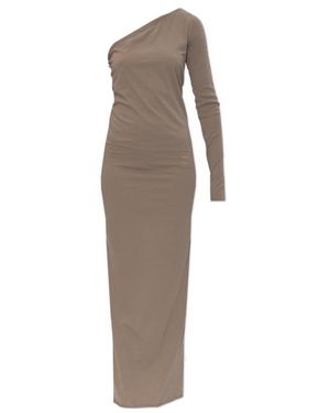 Rick Owens One-Shoulder Long-Sleeve Maxi Dress - Brown