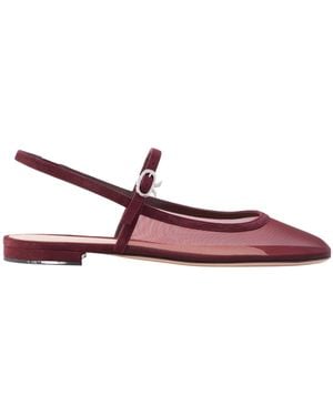 Gianvito Rossi Suede-Trimmed Mesh Slingback Flats - Purple