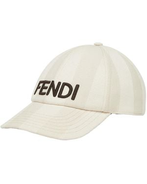 Fendi Logo Embroidered Curved Peak Cap - White