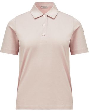 Moncler Logo-Patch Polo Top - Pink