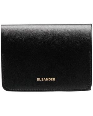 Jil Sander Logo Printed Bi-Fold Wallet - Black