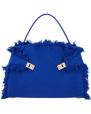Ferragamo Fringed Hug Soft Shoulder Bag (L) - Blue