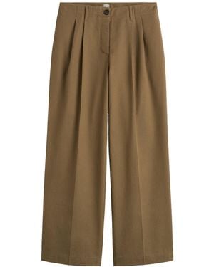 TOTEME Totême Wide-Leg Twill Trousers - Green