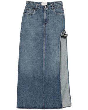 Coperni Garder Side-Split Belted Denim Skirt - Blue