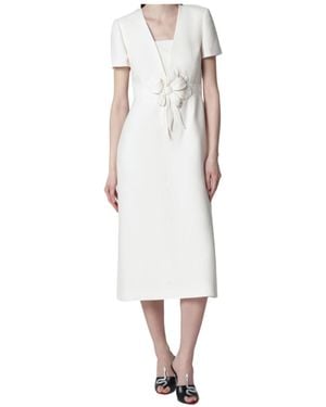 Valentino Floral Appliqué Midi Dress - White
