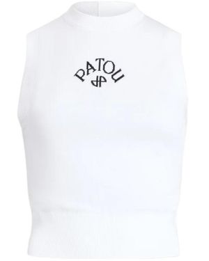 Patou Logo Sleeveless Knitted Top - White
