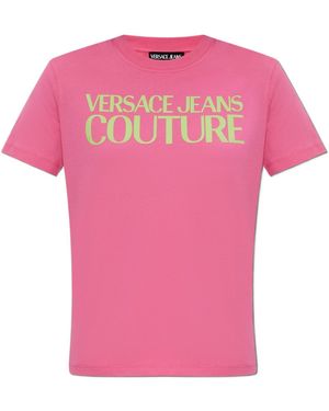 Versace Jeans Couture Couture Logo Print Casual Top - Pink