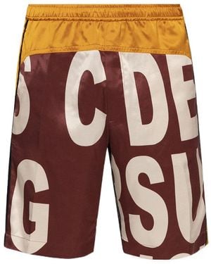 Dries Van Noten Graphic Printed Satin Shorts - Red