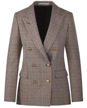 Tagliatore Plaid Suit Jacket - Brown