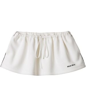 Miu Miu Cotton-Jersey Mini Skirt - White