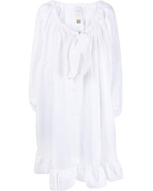 Patou Bow Detailed Long-Sleeve Mini Dress - White