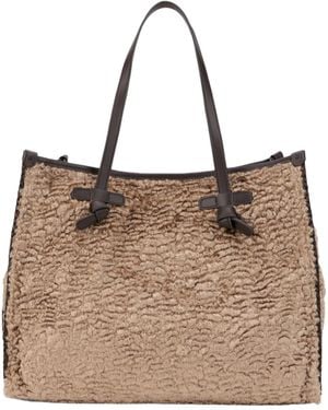 Gianni Chiarini Textured Faux Fur Tote Bag - Natural