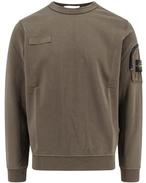 Stone Island Compass Patch Crewneck Sweatshirt - Grey