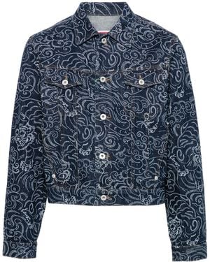 KENZO Star Tiger Buttoned Denim Jacket - Blue