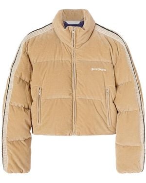 Palm Angels Corduroy Cropped Puffer Jacket - Natural