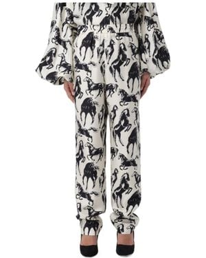 Balmain Horse Printed Twill Pants - Black
