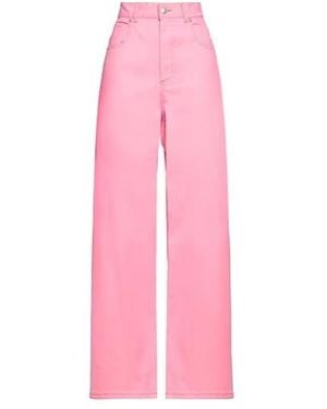 Marni Mid-Rise Denim Wide Leg Trousers - Pink