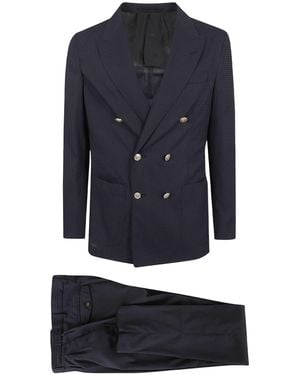 Eleventy Double-Breasted Suit Jacket And Trousers Two-Piece Set - Blue