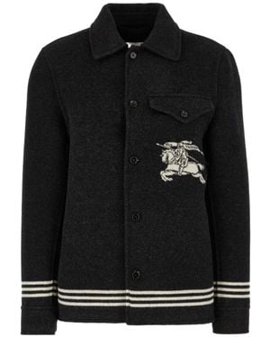 Burberry Ekd Motif Long Sleeved Jacket - Black