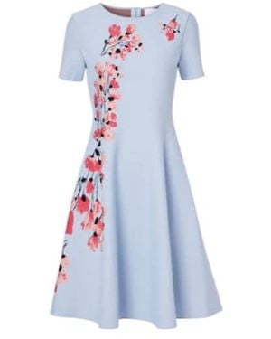 Carolina Herrera Floral Jacquard Midi Dress - Blue