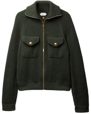Versace Zip-Up Ribbed Cardigan - Green