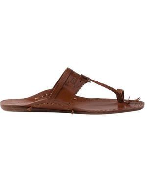Prada Square-Toe Flat Sandals - Brown