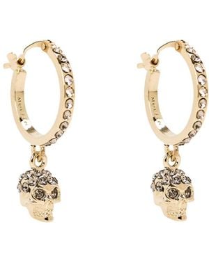 McQueen Crystalembellished Hoop Earrings - Metallic