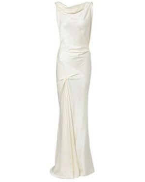 Victoria Beckham Posy Draped Crêpe Satin Gown - White