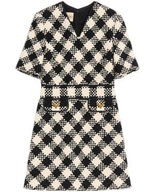 Valentino Damier Tweed Dress - Black